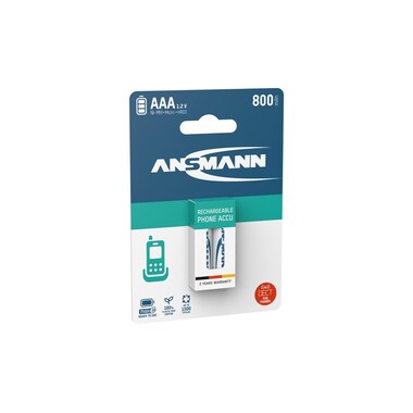 Ansmann Batterie Phone NiMH AAA pour téléphones DECT 800 mAh, 2 Pièce/s