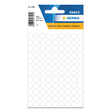 HERMA Markierungspunkte 8mm 1840 weiss 540 Stück