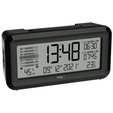 TFA Dostmann Réveil radio-piloté Boxx2 Noir