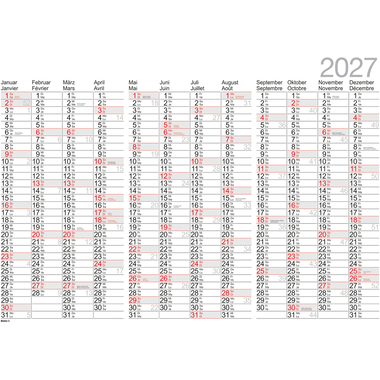 BIELLA Jahres-Wandplaner 2027 876013000027U 1J/1S weiss DE/FR 98x68cm