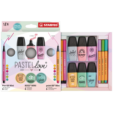 STABILO Set Mini World 77/5-8-5 Pastellove 18-teilig