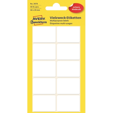 AVERY ZWECKFORM Etiketten 38×29mm 3078 weiss 40 Stück