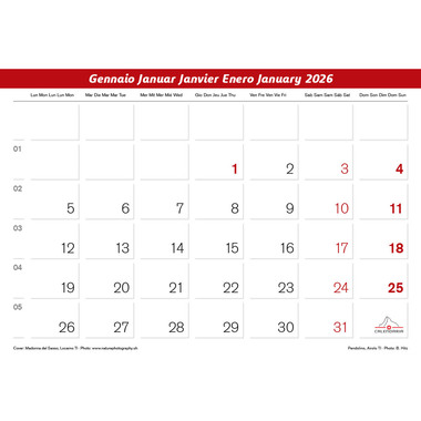 CALENDARIA Calendario 2026 9783036205625 Ticino ML 40x31cm