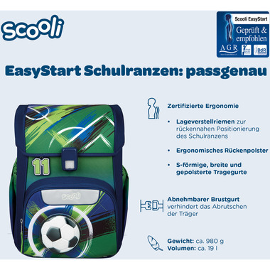 SCOOLI Schulthek-Set EasyStart CSFO8256 Soccer Champ 5-teilig