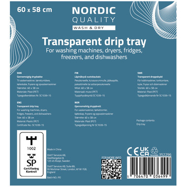 NORDIC Q Driptray transparent 352296 60 x 58 cm