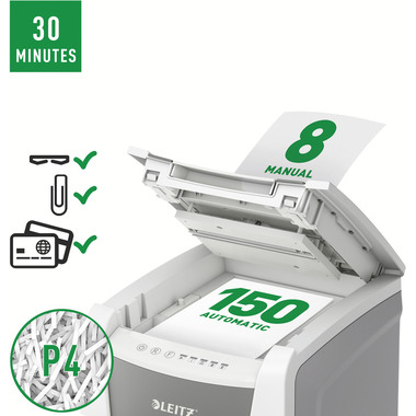 LEITZ Aktenvernichter IQ AF 8013-20-00 Office 150, P-4, 44lt
