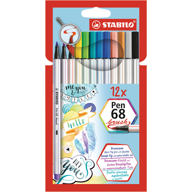 STABILO Penna Fibra 68 brush 568/12-21 ass. 12 pezzi