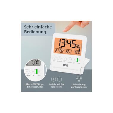 ADE Digital Alarm Clock CK2507-1 White