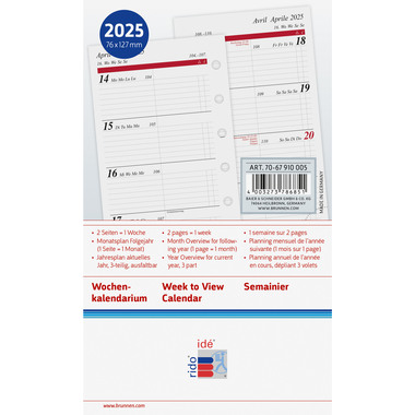 RIDOIDE Timing 3 Wochenkalender 2026 7067910006.26 1W/2S ML 7.6x12.7cm
