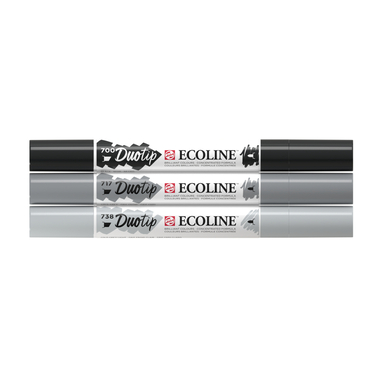 TALENS Ecoline Duotip Set 11609902 nero-griggio 3 pezzi