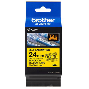 PTOUCH Ruban auto laminant noir/jaune TZE-SL651 PT-D800W/D900W 24mm