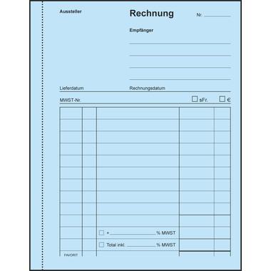 FAVORIT Formularbuch Rechnungen A6 9201 OK Durchschreibepapier 50x2 Blatt
