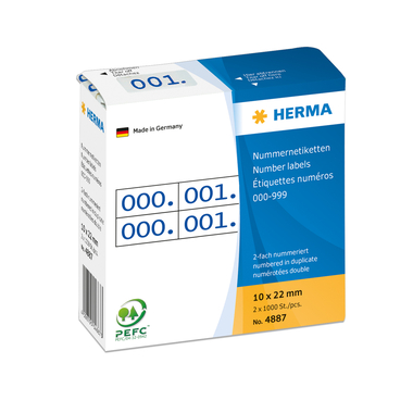 HERMA Doppel-Nummern 10x22mm 4887 blau, 0-999