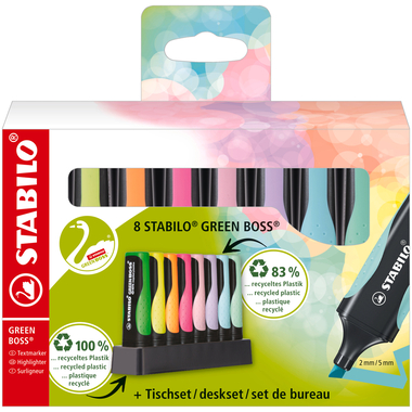 STABILO Textmarker GREEN BOSS 2-5mm 6070/08-5 Tischset 8 Stk.