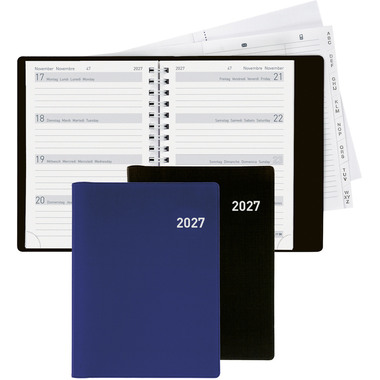 BIELLA Agenda Memento Wire-O 2027 858673020027U 1S/2P nero ML 10.1x14.2cm