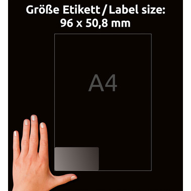 AVERY ZWECKFORM Etiketten 96x50,8mm J4722-25 transparent 250 Stück