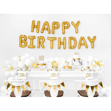 PARTYDECO Ballon en plastique 340x35cm FB6M-019 Happy Birthday or