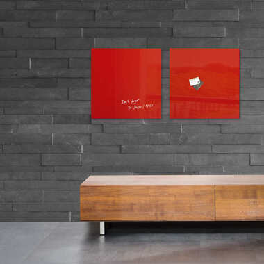 SIGEL Tableau magnétique en verre GL114 rouge 480x480x15mm