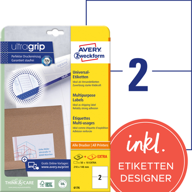 AVERY ZWECKFORM Etichette universali 210x148mm 6176 bianco 60 pz./25 + 5 fogli