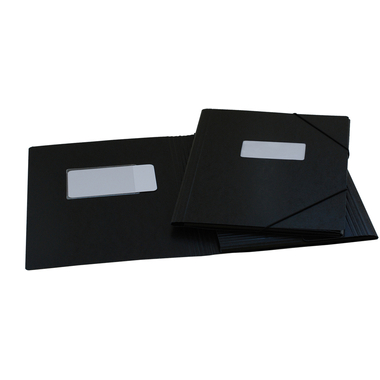 EROLA Gummibandmappe 650my A4 33299F schwarz Pressspan mit Fenster