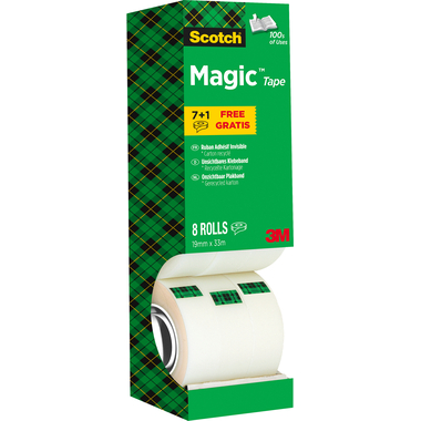 SCOTCH Magic Tape Boîte 810 19mmx33m 8-1933R8 invisible 8 rouleaux
