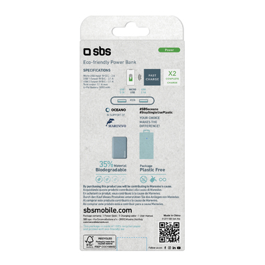 Powerbank eco-friendly 5000 mAh à recharge rapide