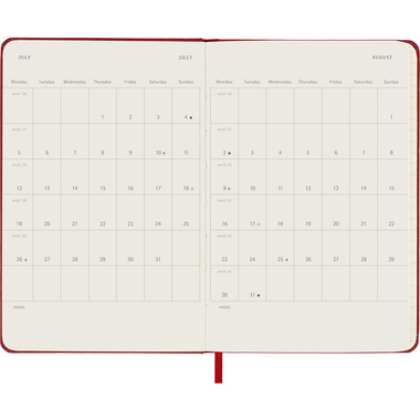 MOLESKINE Wochen-Notizkalender 26/27 DHF218WN2Y27 18M liniert HC rot 9x14cm