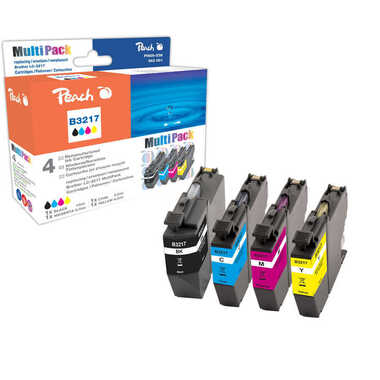 Peach Multi Pack with chip, compatible with Brother LC-3217VALP