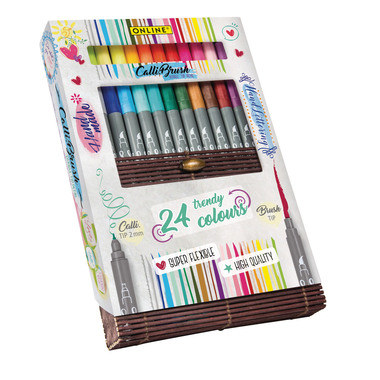 ONLINE Callibrush Pen Double Tip 19082 Bamboo Case