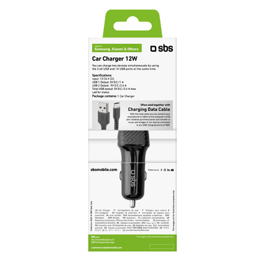 Chargeur de voiture avec 2 ports USB | SBS