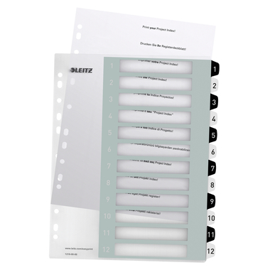 LEITZ Register PP WOW A4+ 1216-00-00 schwarz/weiss 12-teilig
