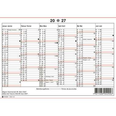 SIMPLEX Calendario a muro 2027 4032140.27 6M/1P rosso/bianco TE/FR A5