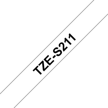PTOUCH Nastro,strong/adh. nero/bianco TZe-S211 PT-300 6 mm
