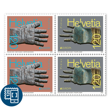 Bloc de quatre «EUROPA – Découvertes archéologiques nationales» Bloc de quatre (4 timbres, valeur d'affranchissement CHF 4.80), gommé, non oblitéré