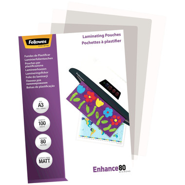 FELLOWES Pelicole per laminazione A3 5452003 opaco, 80my 100 pezzi