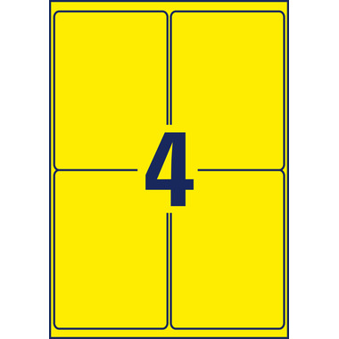 AVERY ZWECKFORM Etiquettes plaques 99,1x139mm L612720 jaune 80 pcs./20 feuilles