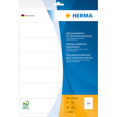 HERMA Etiquettes adress. 105×42mm 4442 blanc 280 pcs.