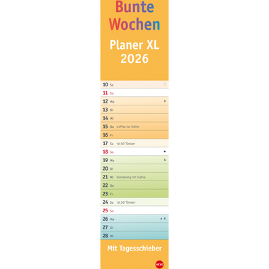 HEYE Monatsplaner Bunte Wochen 2026 23471+26 1M/1S DE 16x69.5cm