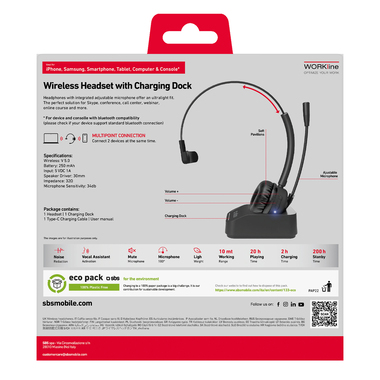 Wireless Mono Headset with charging base