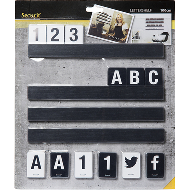 SECURIT Buchstabenleiste, Set 1m LES-BL-100 schwarz 2.5x25x1cm