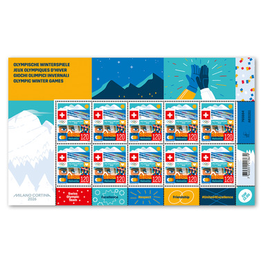 Francobolli CHF 1.20 «Giochi Olimpici Invernali Milano Cortina 2026», Minifoglio da 10 francobolli