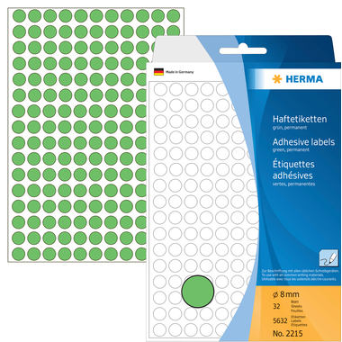 HERMA Etiquettes rondes 8mm 2215 vert 5632 pcs.