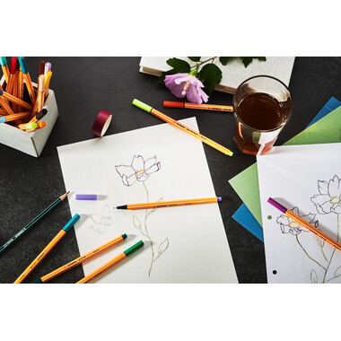 STABILO Fineliner Point 88 0.4mm 88/66-031 boîte métal 66 pièces