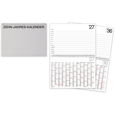 BÜHNER Calendario decennale DE 2027 ZK-Deckel-Si fino al 2036 29.7x21cm