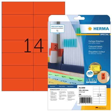 HERMA Etiquettes Special 105×42,3mm 5059 rouge 280 pcs.