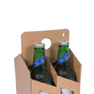 Bierträger mit Sichtfenster & Tragegriff für 4x 0.33l Flaschen mit Flaschenhöhe 250mm & Ø61mm