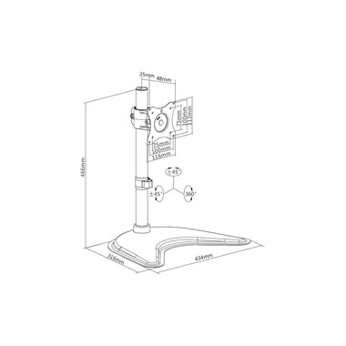 Multibrackets Monitor-Standfuss Basic Single bis 10 kg – Schwarz