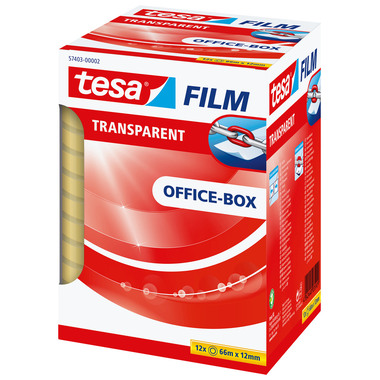 TESA Film Officebox 12mmx66m 574030000 Transparent 12 Stück