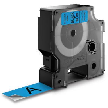 DYMO Schriftband D1 schwarz/blau S0720860 Polyester, ablösbar 19mm/7m