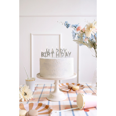 PARTYDECO Bougies Happy Birthday SCS-13-018 argent